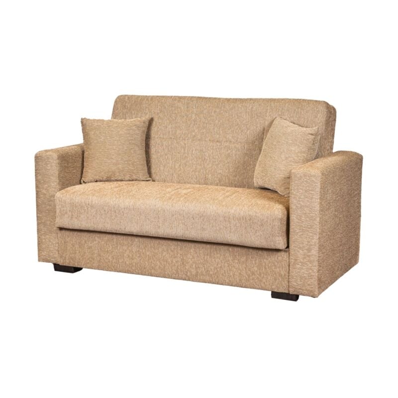 foto del prodotto divano letto nora 2 posti in tessuto beige, 155x80x87 cm