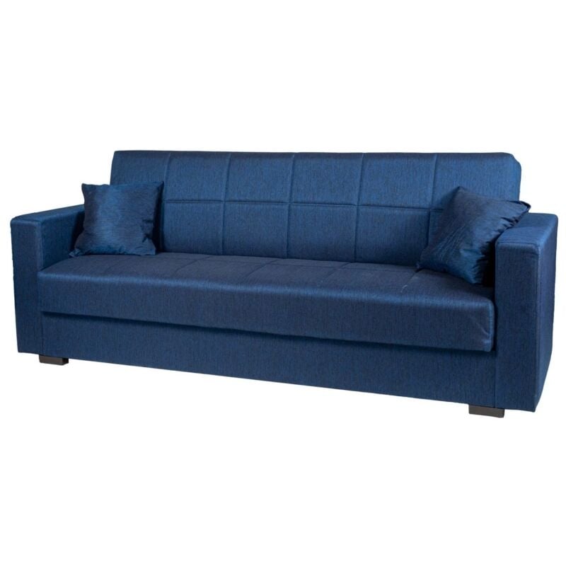 foto del prodotto divano letto nora 3 posti in tessuto blu, 212x80x87 cm