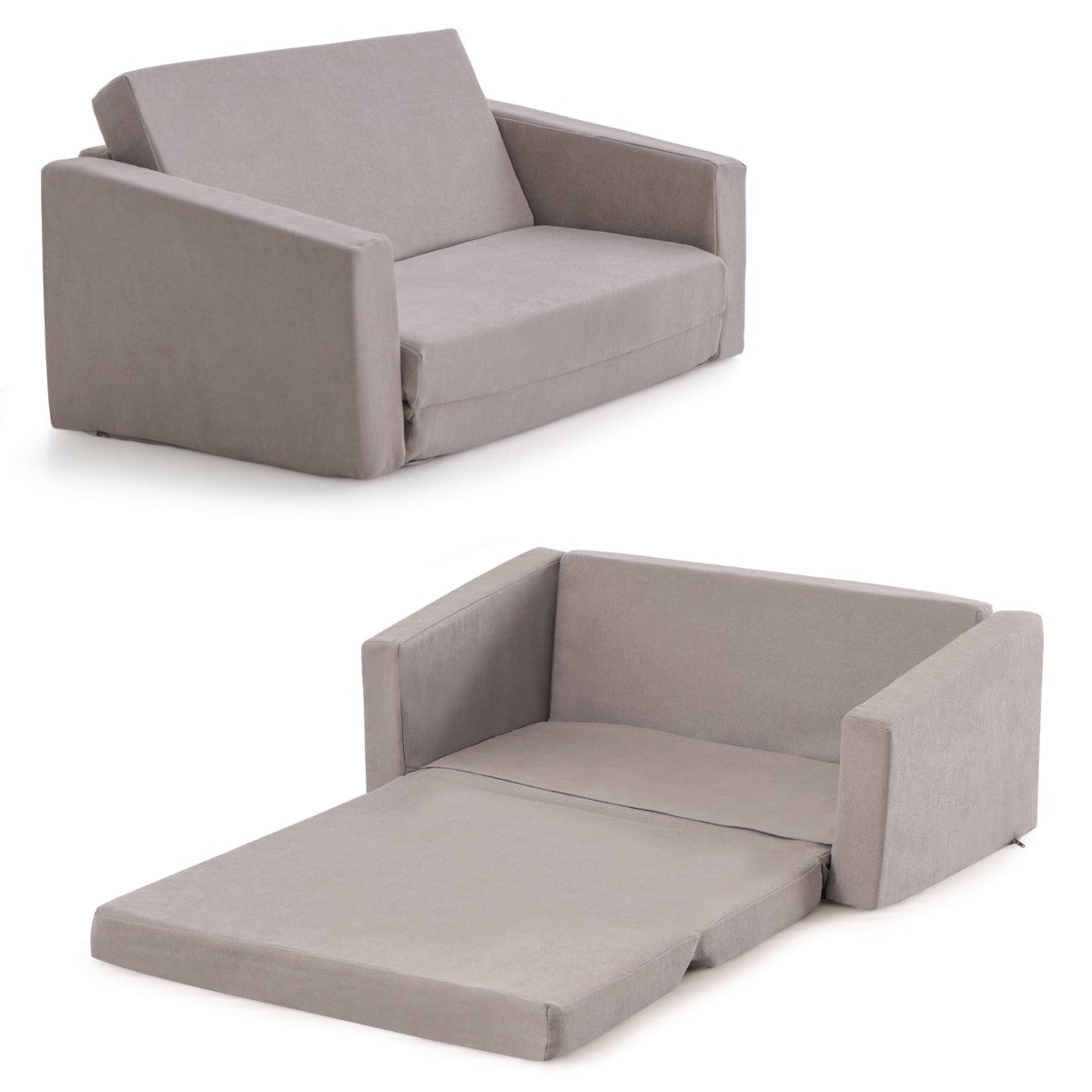 foto del prodotto divano letto per bambini 2 in 1 2 posti in flanella tessile con rivestimento sfoderabile e lavabile portata 50 kg per 18 36 mesi grigio 20 0005006