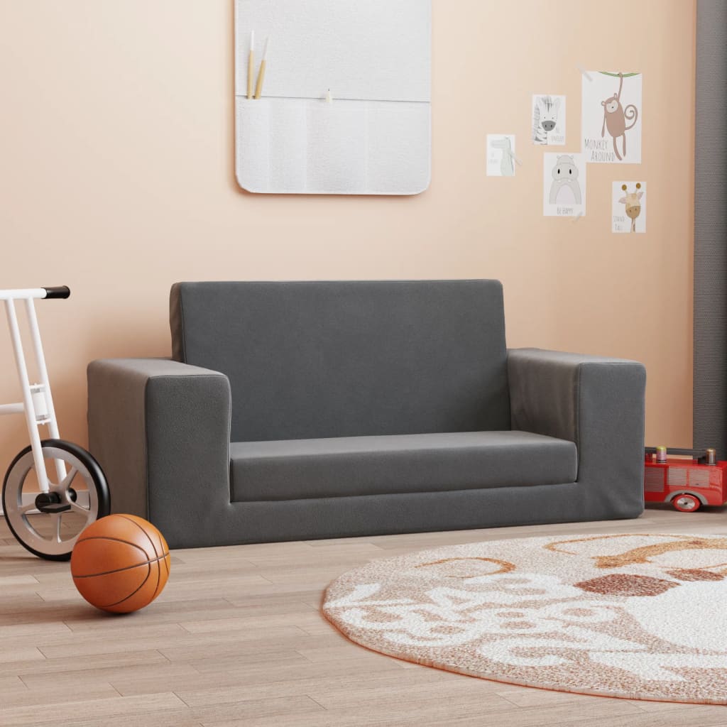 foto del prodotto divano letto per bambini a 2 posti antracite in morbido peluchecod mxl 110361