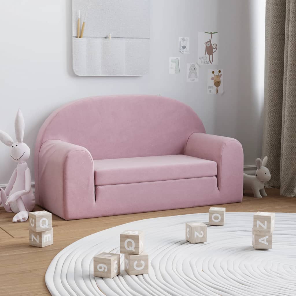 foto del prodotto divano letto per bambini a 2 posti rosa in morbido peluchecod mxl 86397
