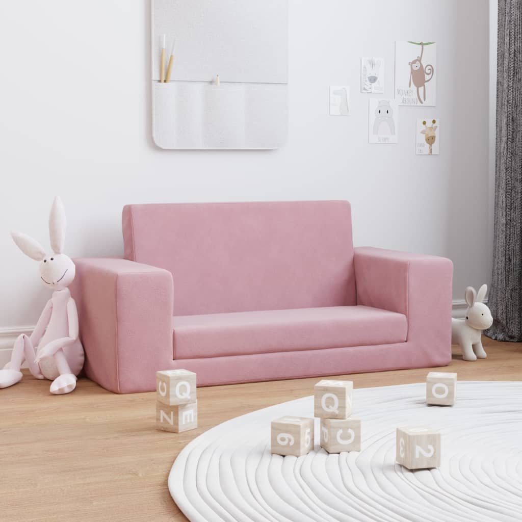 foto del prodotto divano letto per bambini a 2 posti rosa in morbido peluchecod mxl 86398