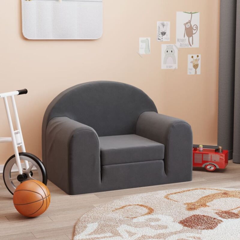 foto del prodotto divano letto per bambini antracite in morbido peluche vidaxl