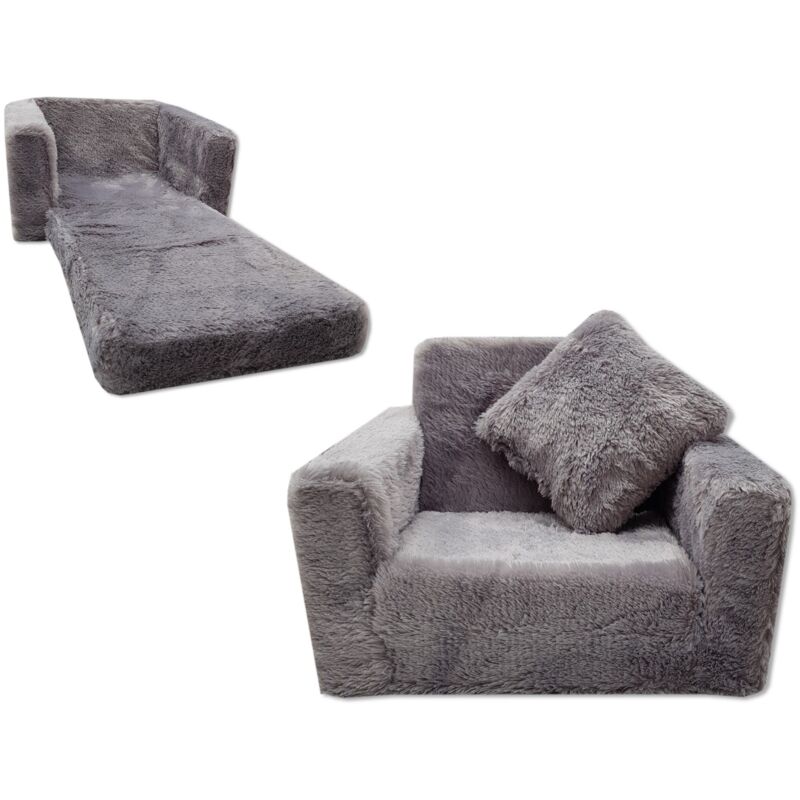 foto del prodotto divano letto per bambini e letto per gli ospiti in uno 100 cm x 36 cm x 25 cm peluche grigio