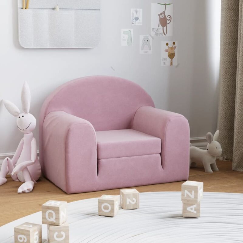 foto del prodotto divano letto per bambini rosa in morbido peluche vidaxl