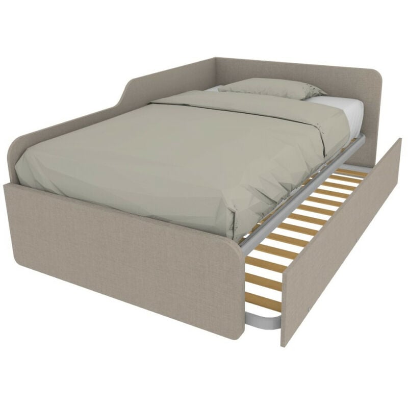 foto del prodotto divano letto piazza e mezza 120x190 con spalliera e secondo letto estraibile effetto tessuto