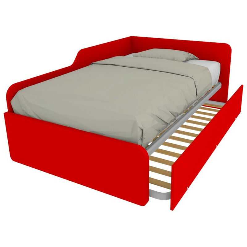 foto del prodotto divano letto piazza e mezza 120x190 con spalliera e secondo letto estraibile rosso