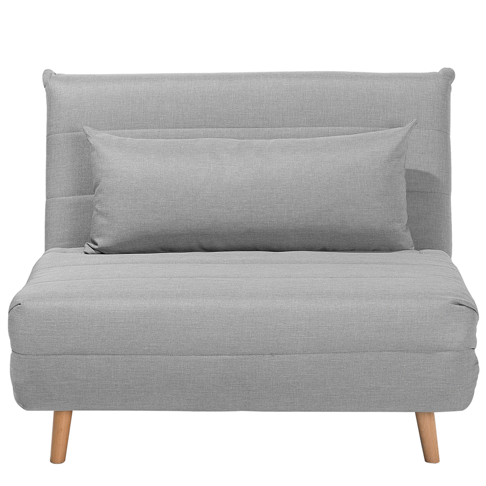 foto del prodotto divano letto piccolo in tessuto grigio chiaro 1 posto letto pieghevole senza braccioli scandinavo
