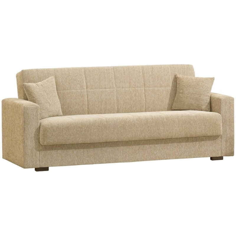 foto del prodotto divano letto pinto, divano letto contenitore lineare a 3 posti, sof da soggiorno in tessuto imbottito con apertura click clack, cm 212x80h87, blu,