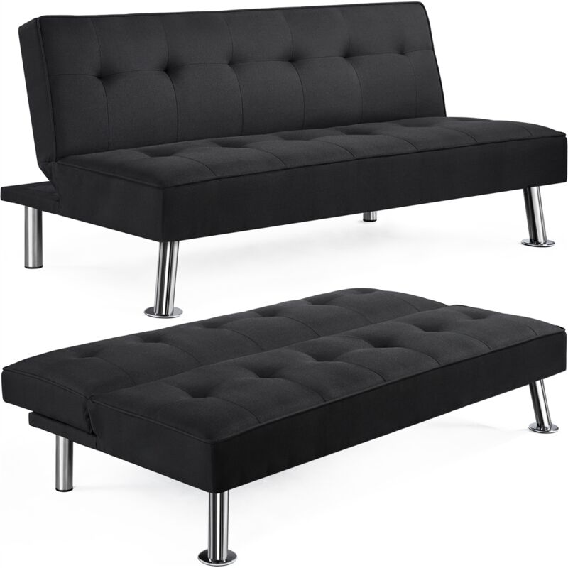 foto del prodotto divano letto reclinabile convertibile in letto 105 180 da soggiorno salotto tessuto nero yaheetech