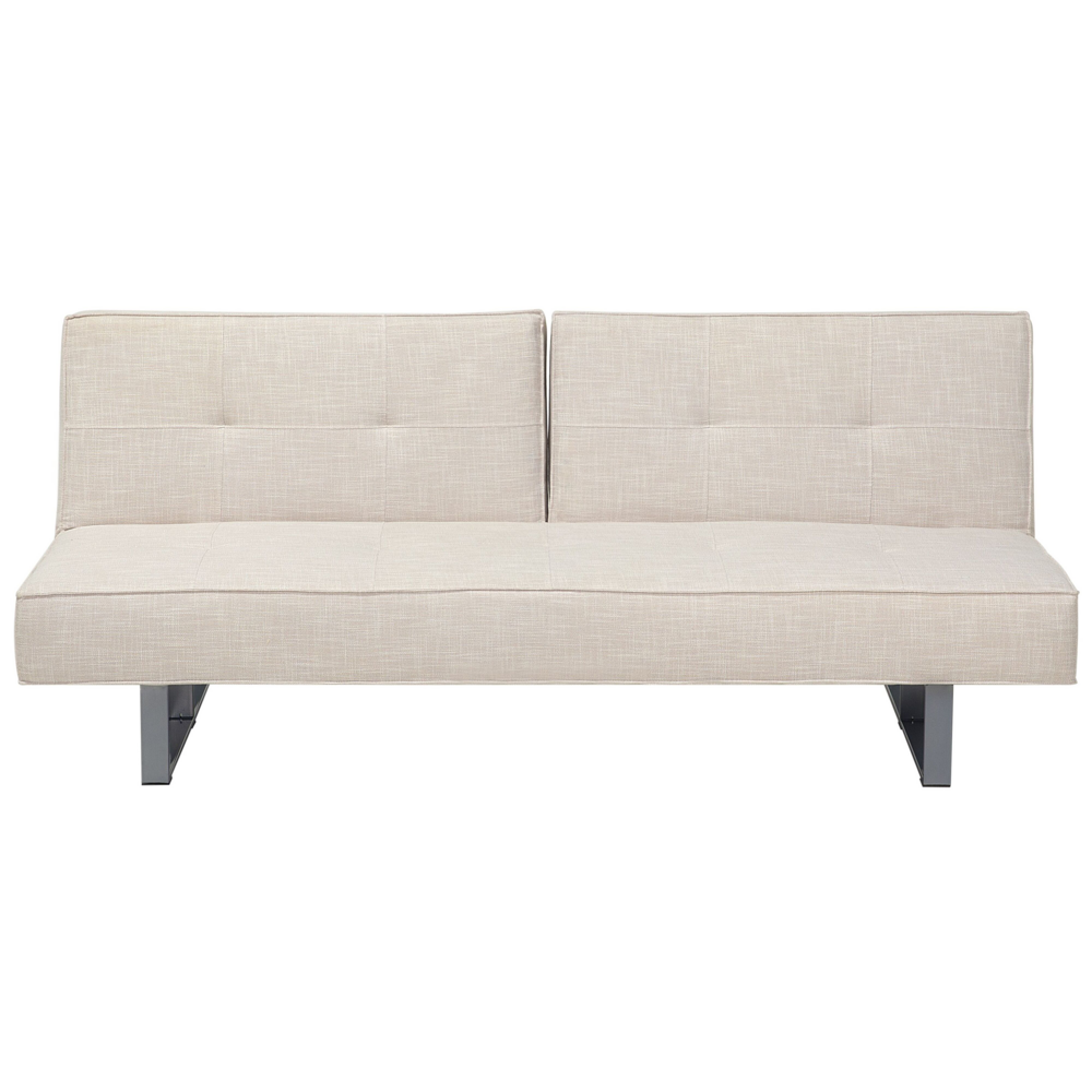foto del prodotto divano letto rivestimento in tessuto beige a 3 posti schienale diviso reclinabile