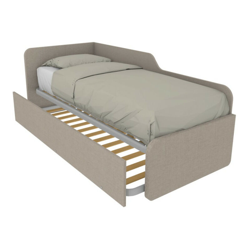 foto del prodotto divano letto sagomato 80x190 con letto estraibile e sollevabile effetto tessuto