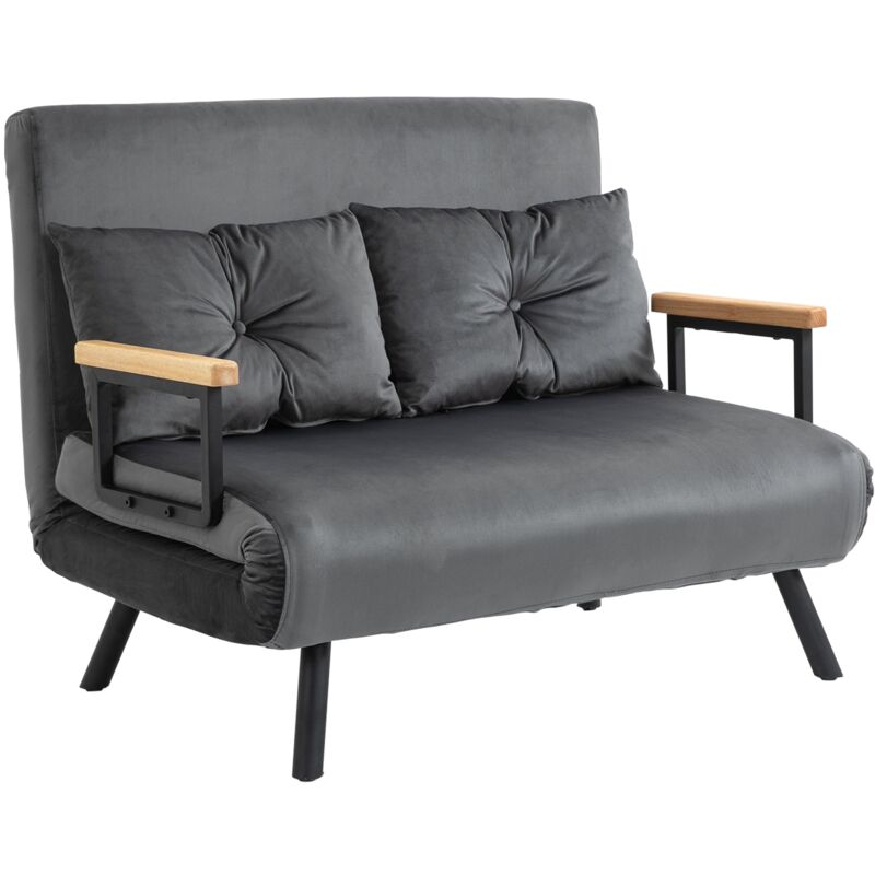 foto del prodotto divano letto schienale regolabile 102x73x81 cm in velluto grigio scuro