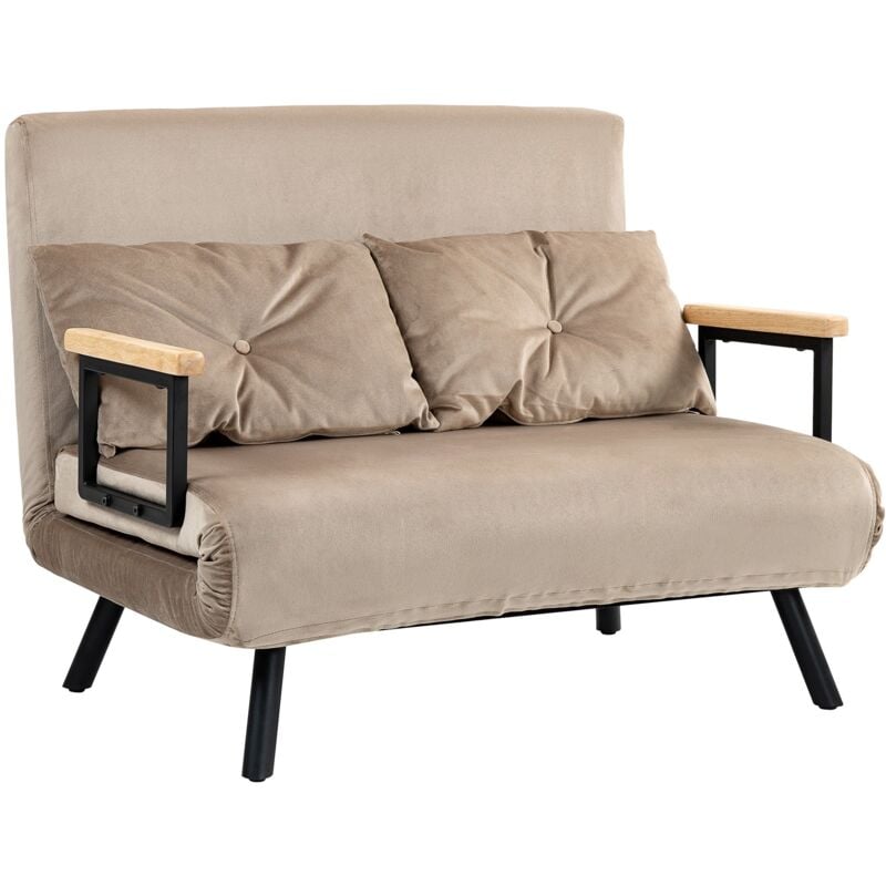 foto del prodotto divano letto schienale regolabile 102x73x81 cm in velluto marrone chiaro