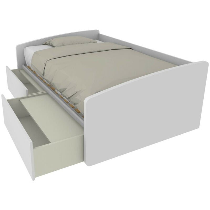 foto del prodotto divano letto singolo 120x190 con cassetti ideale per camerette bianco