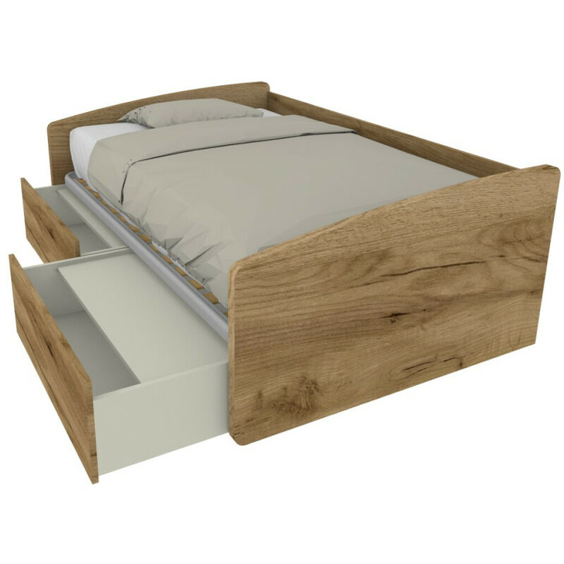 foto del prodotto divano letto singolo 120x190 con cassetti ideale per camerette quercia
