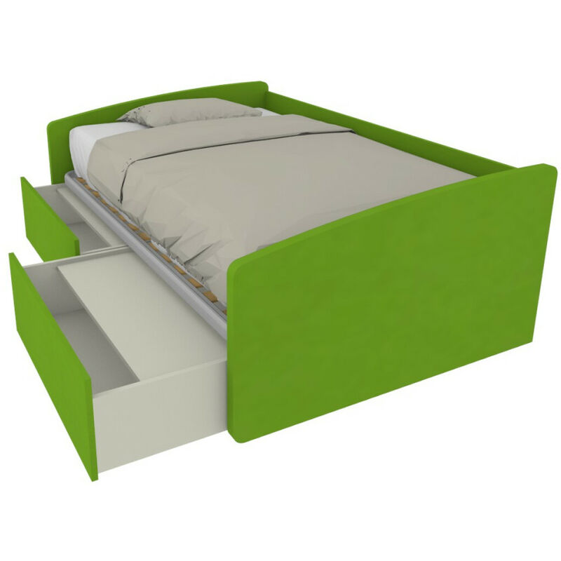 foto del prodotto divano letto singolo 120x190 con cassetti ideale per camerette verde mela