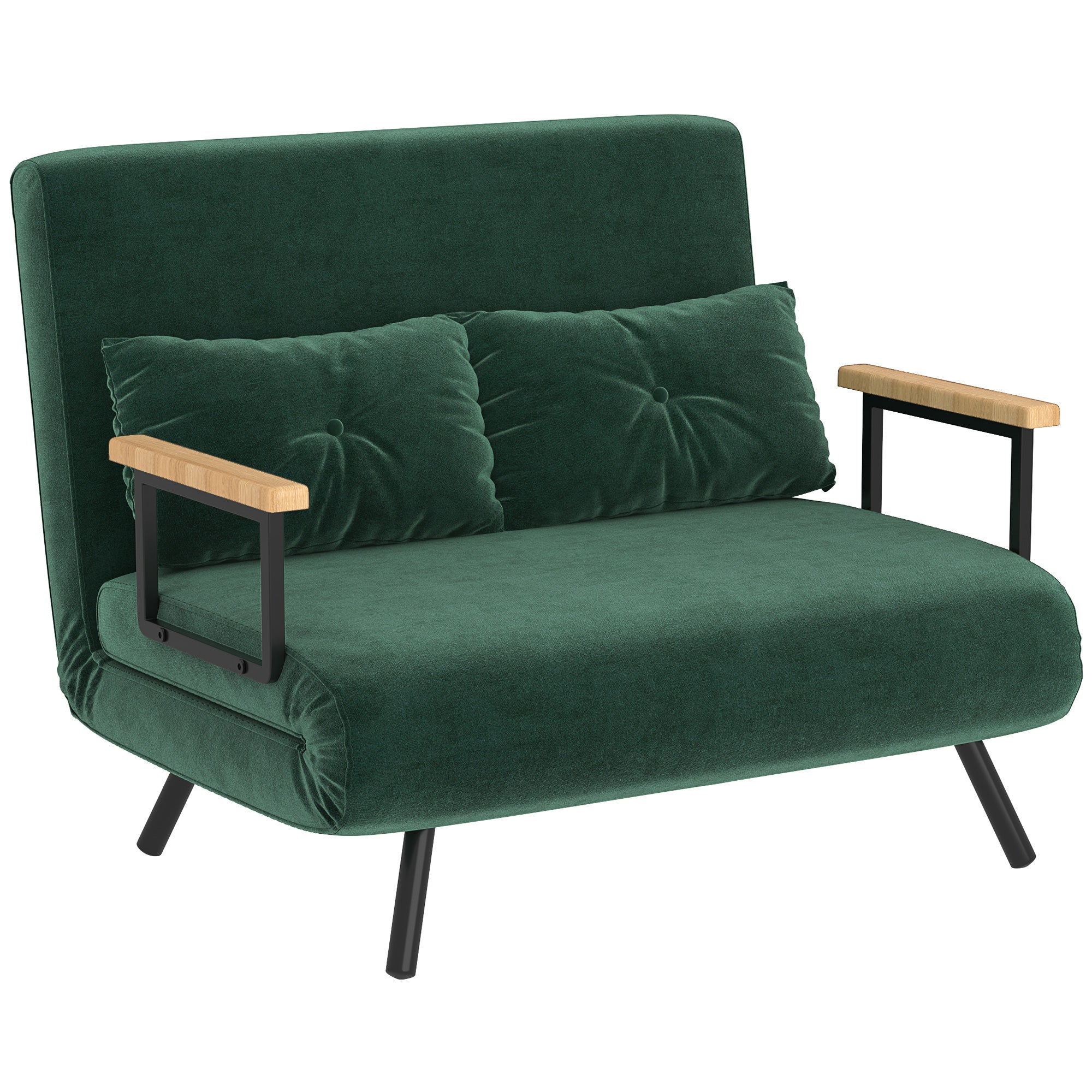 foto del prodotto divano letto singolo con schienale regolabile 102x73x81 cm in tessuto effetto velluto verde