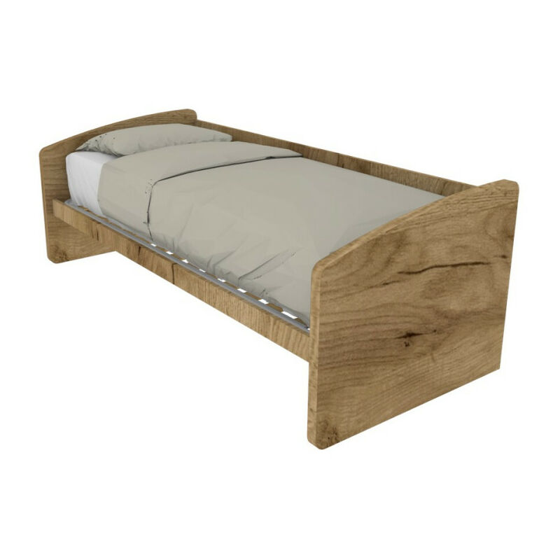 foto del prodotto divano letto singolo italiano con rete a doghe in faggio 80x190 cm quercia