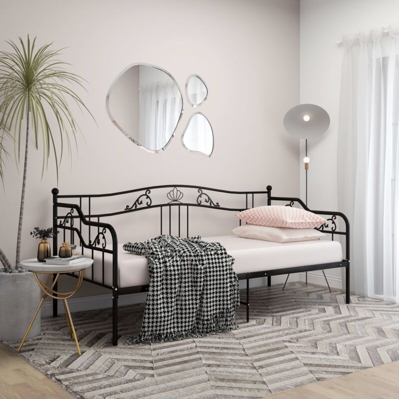 foto del prodotto divano letto telaio nero in metallo 90x200 cm vidaxl