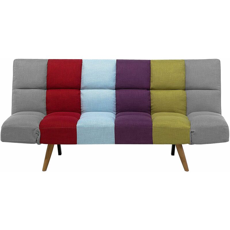 foto del prodotto divano letto tessuto patchwork multicolore a 3 posti soggiorno moderno ingaro