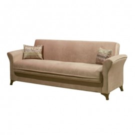 foto del prodotto divano letto tre posti con contenitore buket in tessuto beige 217x86x h85 cm