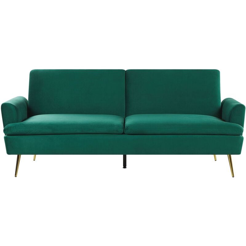 foto del prodotto divano letto velluto verde scuro 3 posti click clack gambe metallo dorato vettre
