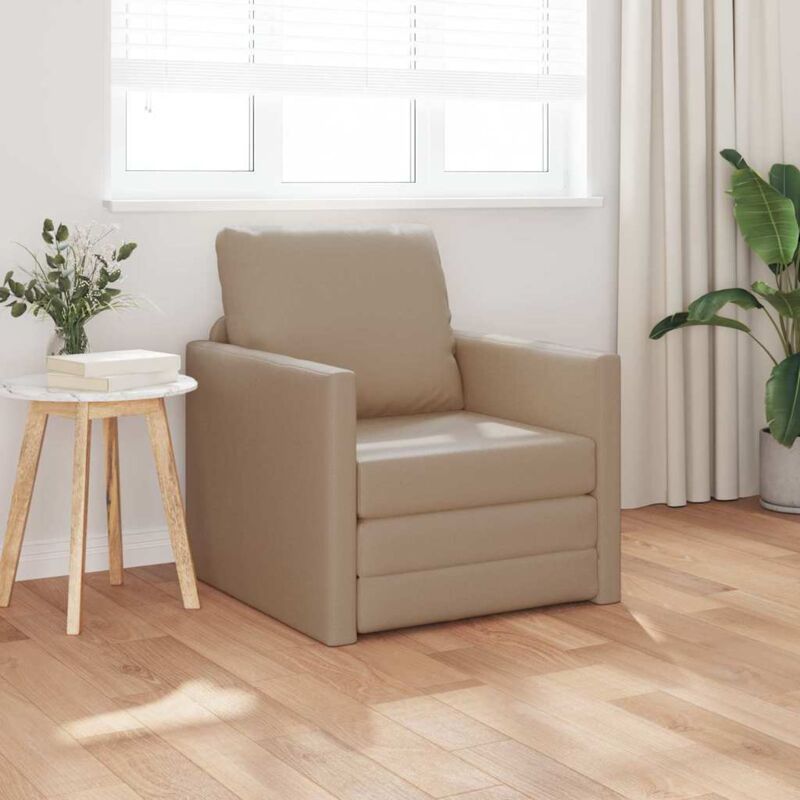 foto del prodotto divano letto vitaxl 2 in 1 cappuccino 74x77x81 cm in pelle sintetica vidaxl