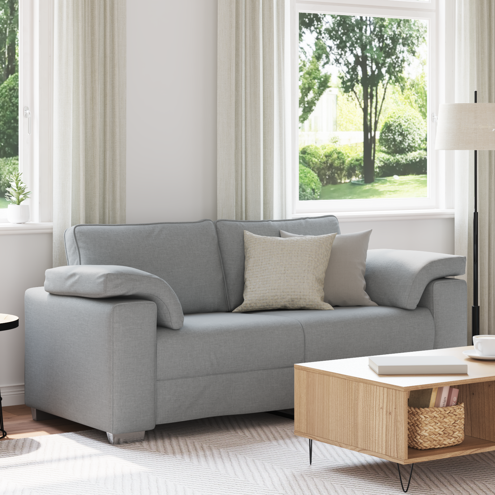 foto del prodotto divano loveseat grigio chiaro 140 cm in tessuto