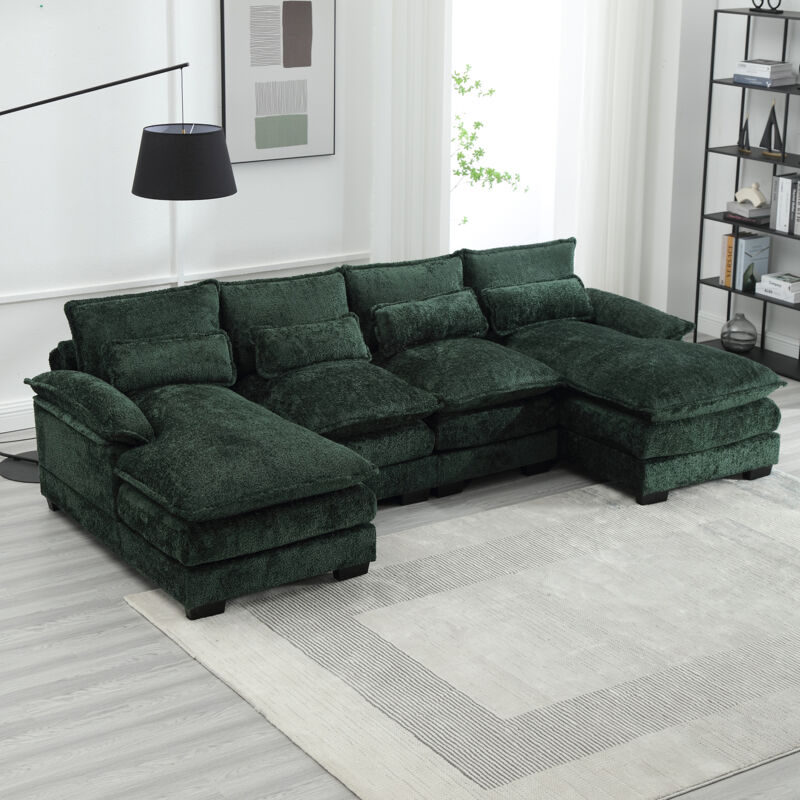 foto del prodotto divano moderno a u, divano componibile a 4 posti, 4 cuscini lombari per proteggere la colonna lombare e design ergonomico, divano da soggiorno con
