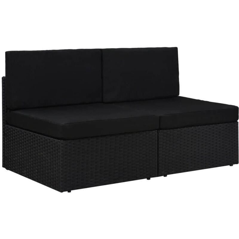 foto del prodotto divano modulabile da esterni con telaio in polyrattan e cuscini vari colori colore nero
