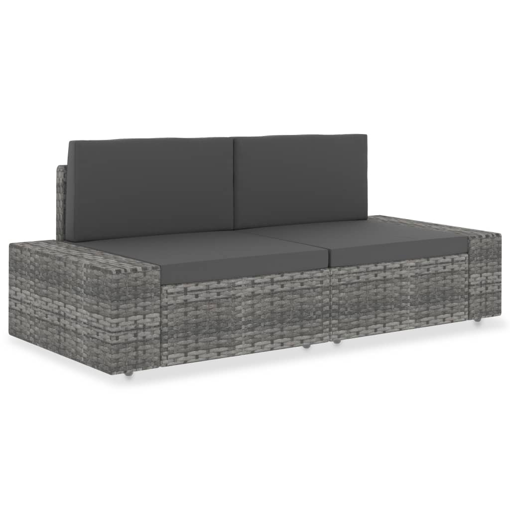 foto del prodotto divano modulare a 2 posti in polyrattan grigiocod mxl 118672