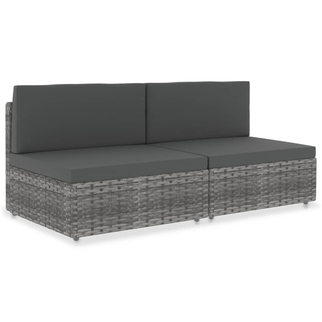 foto del prodotto divano modulare a 2 posti in polyrattan grigiocod mxl 70706