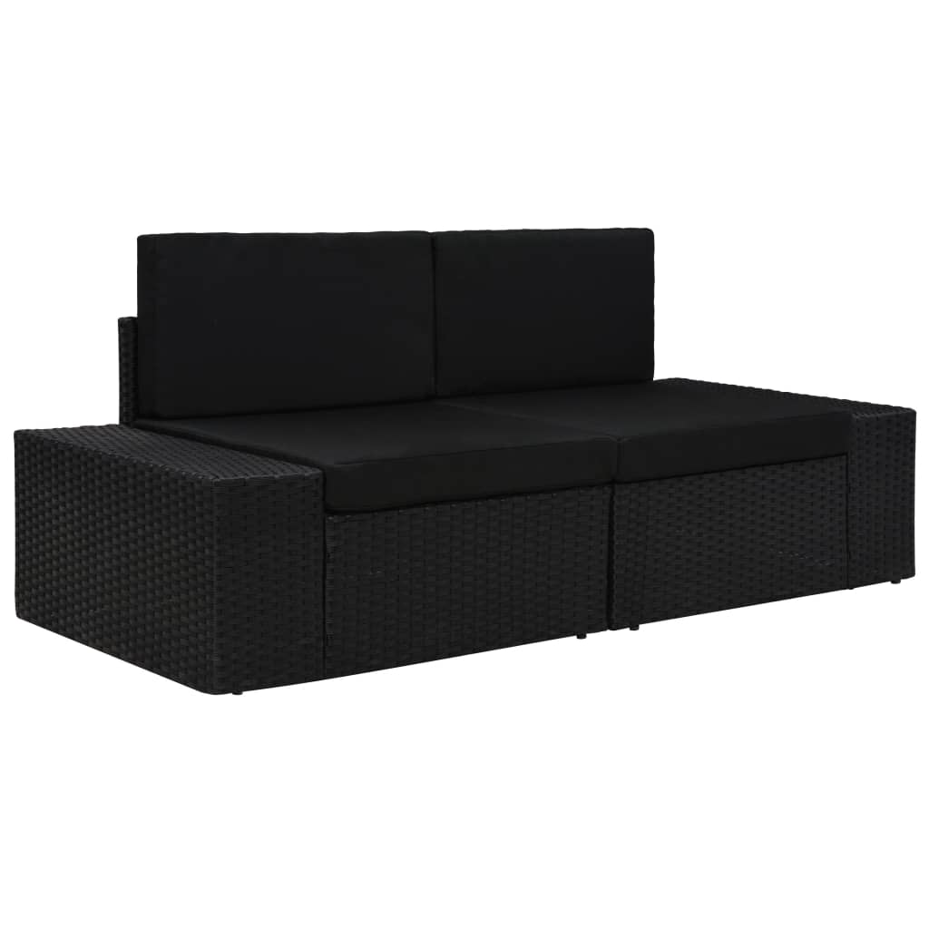 foto del prodotto divano modulare a 2 posti in polyrattan nero cod mxl 63747