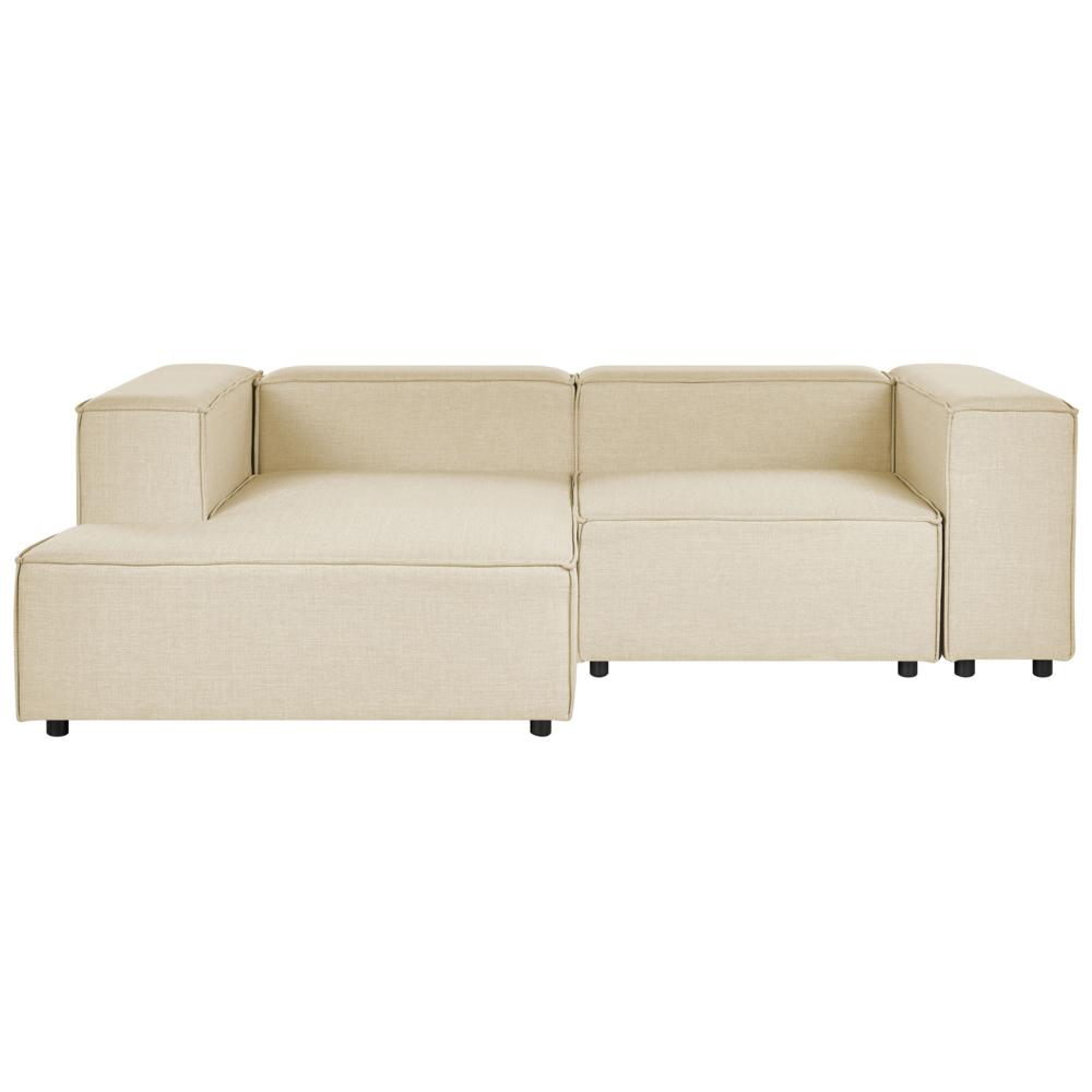 foto del prodotto divano modulare a destra divano angolare componibile a 2 posti in lino beige con gambe nere soggiorno moderno