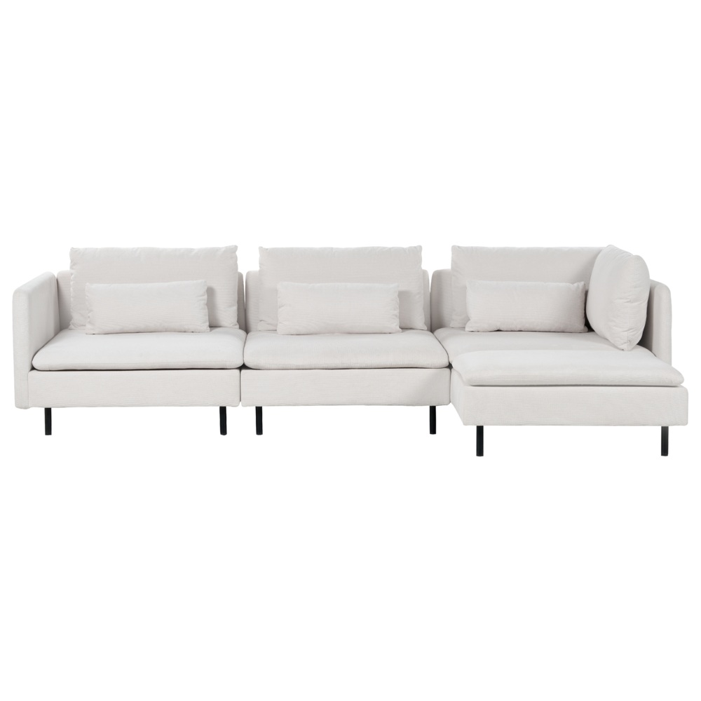 foto del prodotto divano modulare ad angolo sinistro divano componibile a 3 posti in velluto a coste beige chiaro soggiorno di design moderno