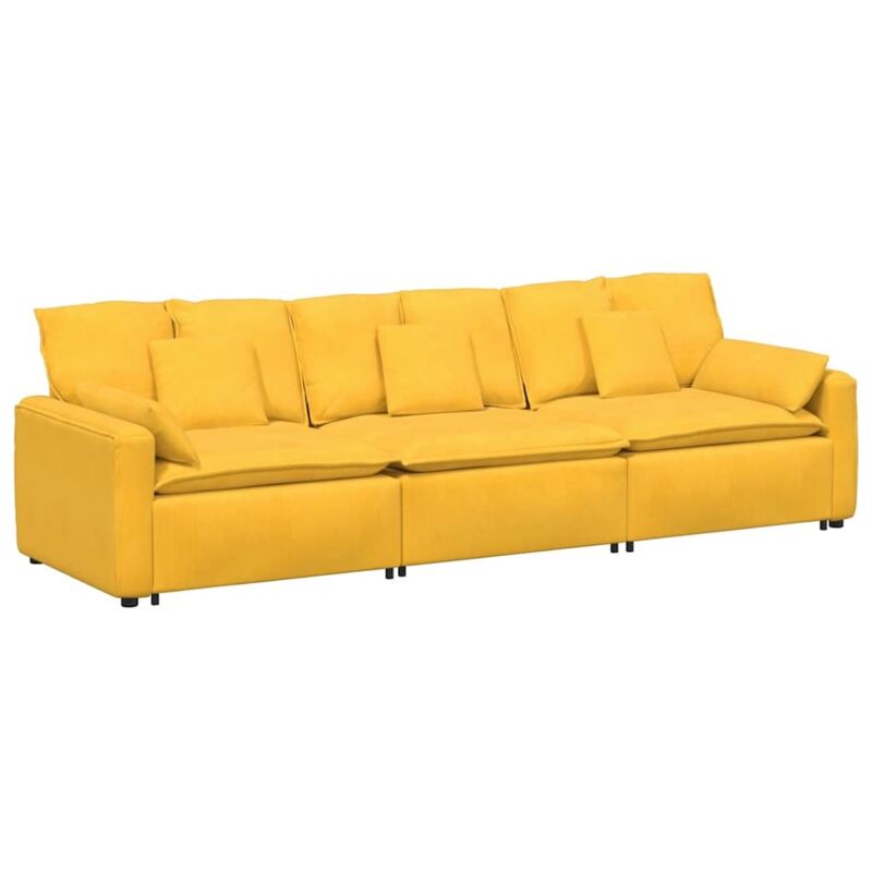 foto del prodotto divano modulare con cuscini giallo chiaro vidaxl