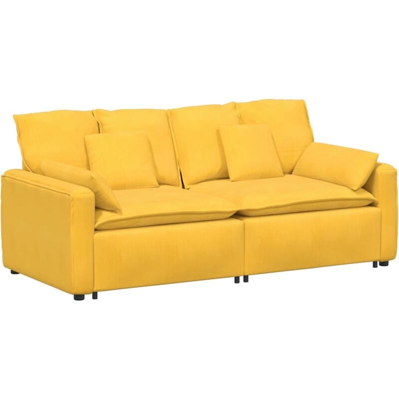 foto del prodotto divano modulare con cuscini giallo chiaro vidaxl