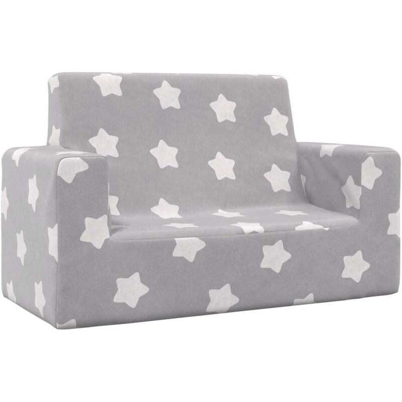 foto del prodotto divano per bambini 2 posti grigio chiaro stelle morbido peluche vidaxl