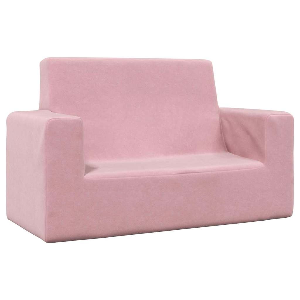 foto del prodotto divano per bambini 2 posti rosa in morbido peluche