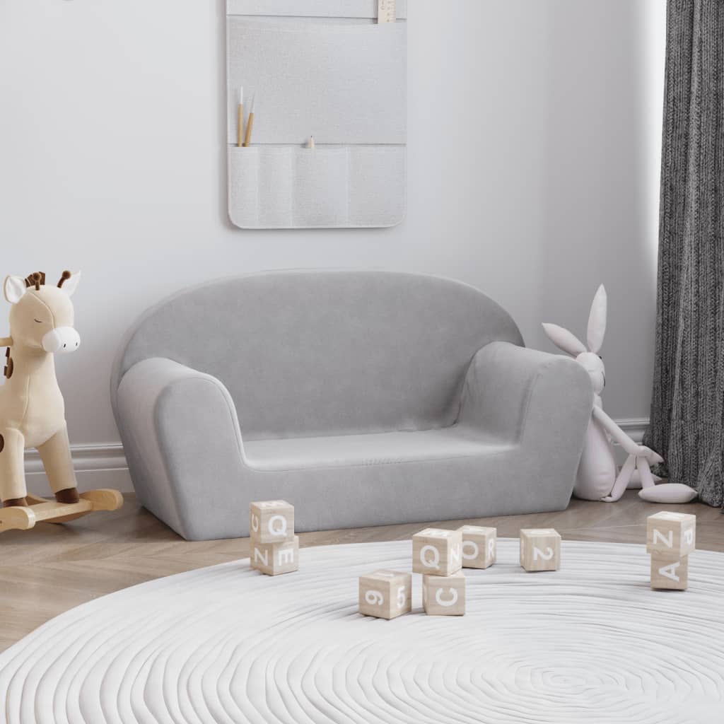 foto del prodotto divano per bambini a 2 posti grigio chiaro in morbido peluchecod mxl 86389