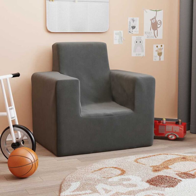 foto del prodotto divano per bambini antracite in morbido peluche vidaxl