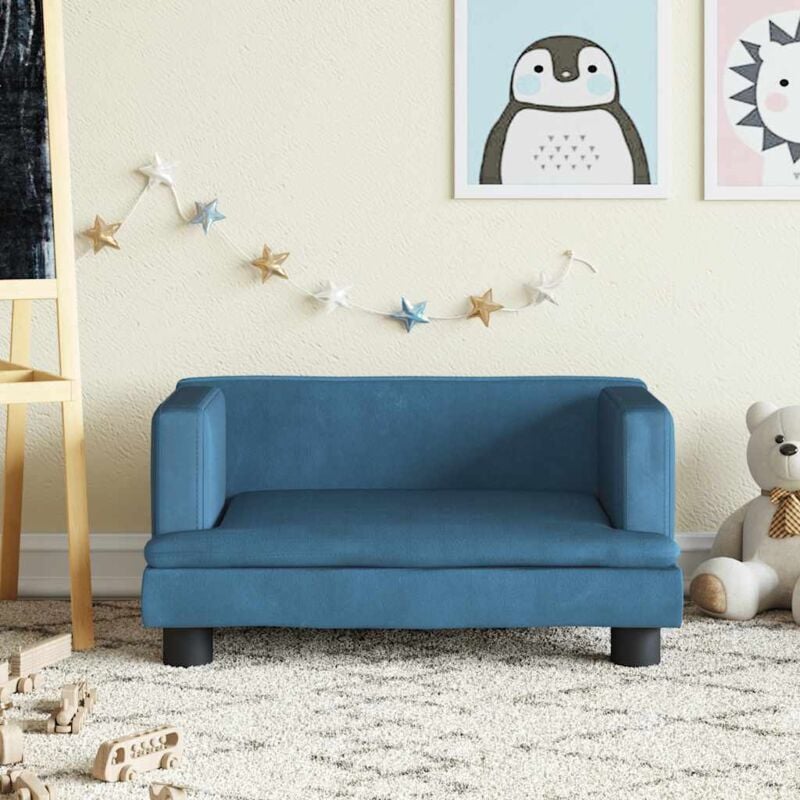 foto del prodotto divano per bambini blu 60x40x30 cm in velluto vidaxl