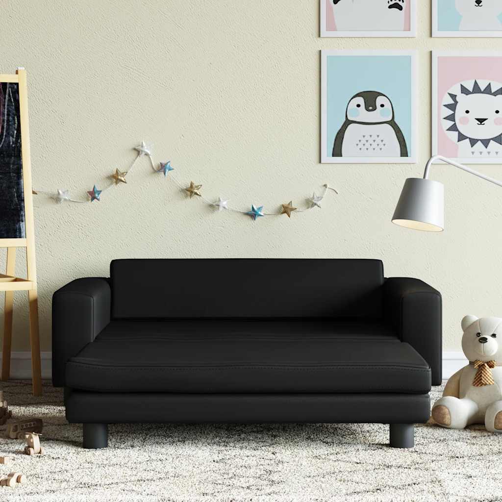foto del prodotto divano per bambini con poggiapiedi nero 100x50x30 cm similpellecod mxl 69842