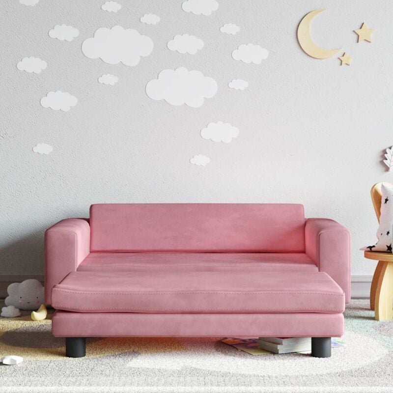 foto del prodotto divano per bambini con poggiapiedi rosa 100x50x30 cm in vellutocod mxl 117798