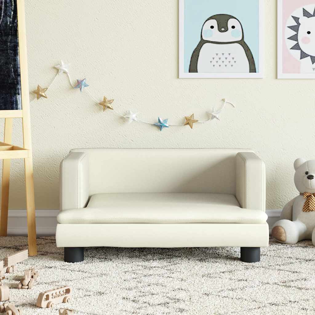 foto del prodotto divano per bambini crema 60x40x30 cm in similpelle