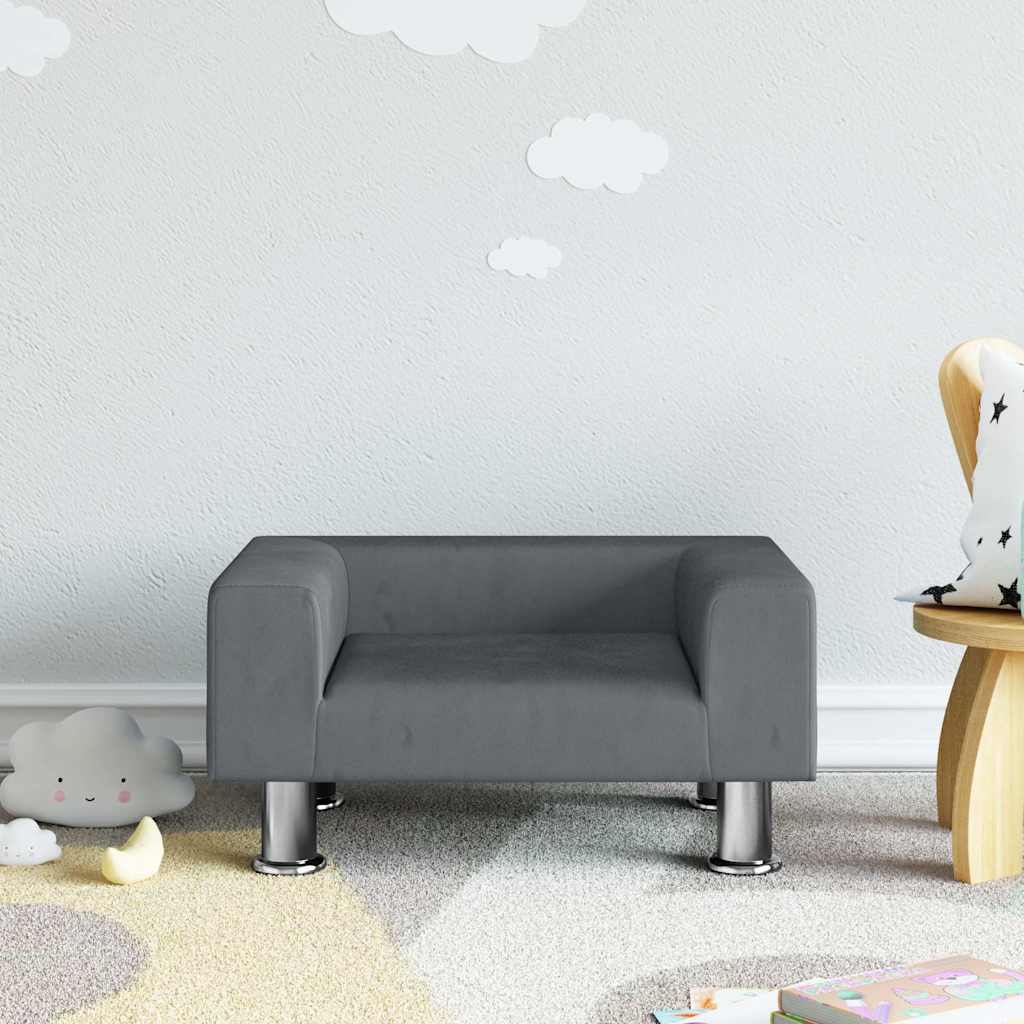 foto del prodotto divano per bambini grigio scuro 50x40x26,5 cm in vellutocod mxl 69832