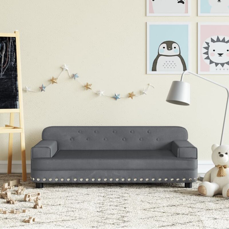 foto del prodotto divano per bambini grigio scuro 90x53x30 cm in velluto vidaxl