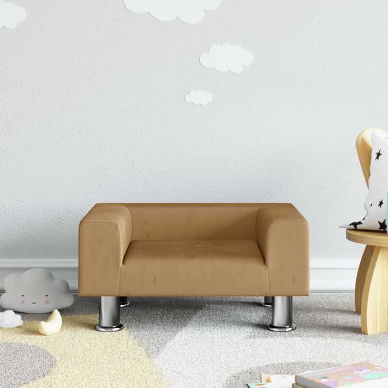 foto del prodotto divano per bambini marrone 50x40x26,5 cm in velluto vidaxl