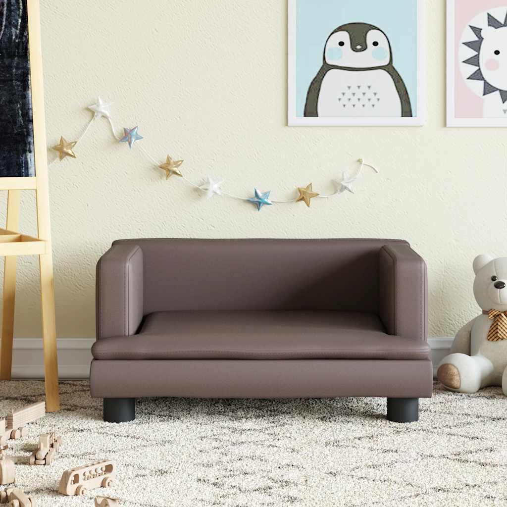 foto del prodotto divano per bambini marrone 60x40x30 cm in similpelle